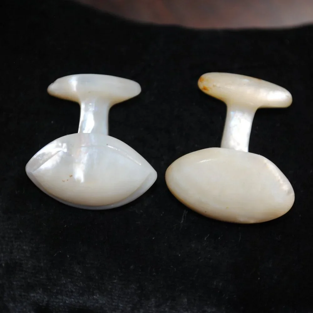Antique Carved Mother of Pearl Shell Cufflinks